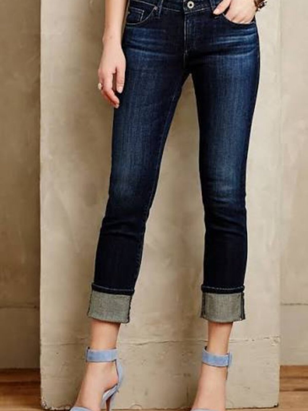 AG ADRIANO GOLDSCHMEID Dark Denim Straight 'Stevie' Cuff Jeans Size 32